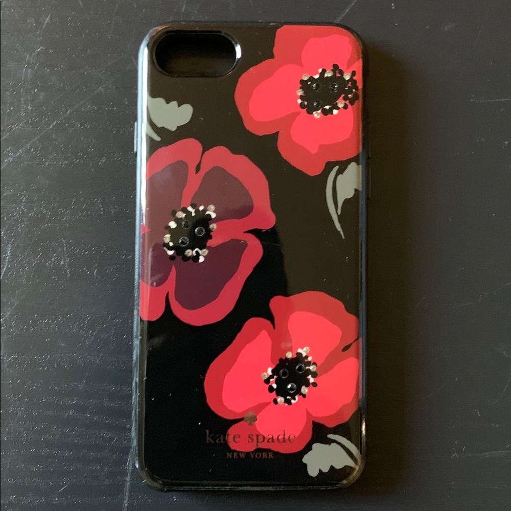 Kate Spade ♠️ iPhone 6 7 8 jeweled poppy case